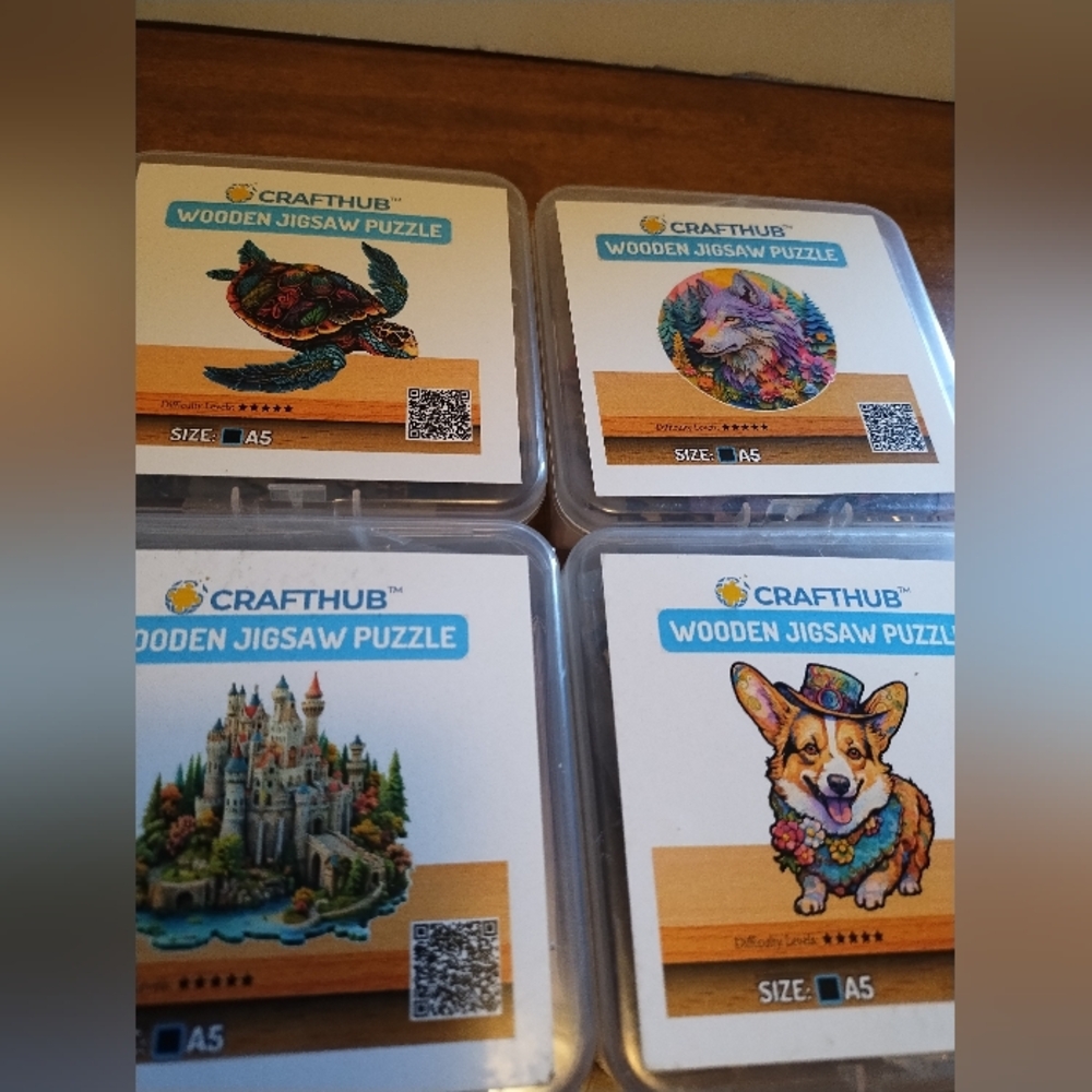 Crafthub Wooden Jigsaw Puzzle Set - Colorful Animal & Castle Designs